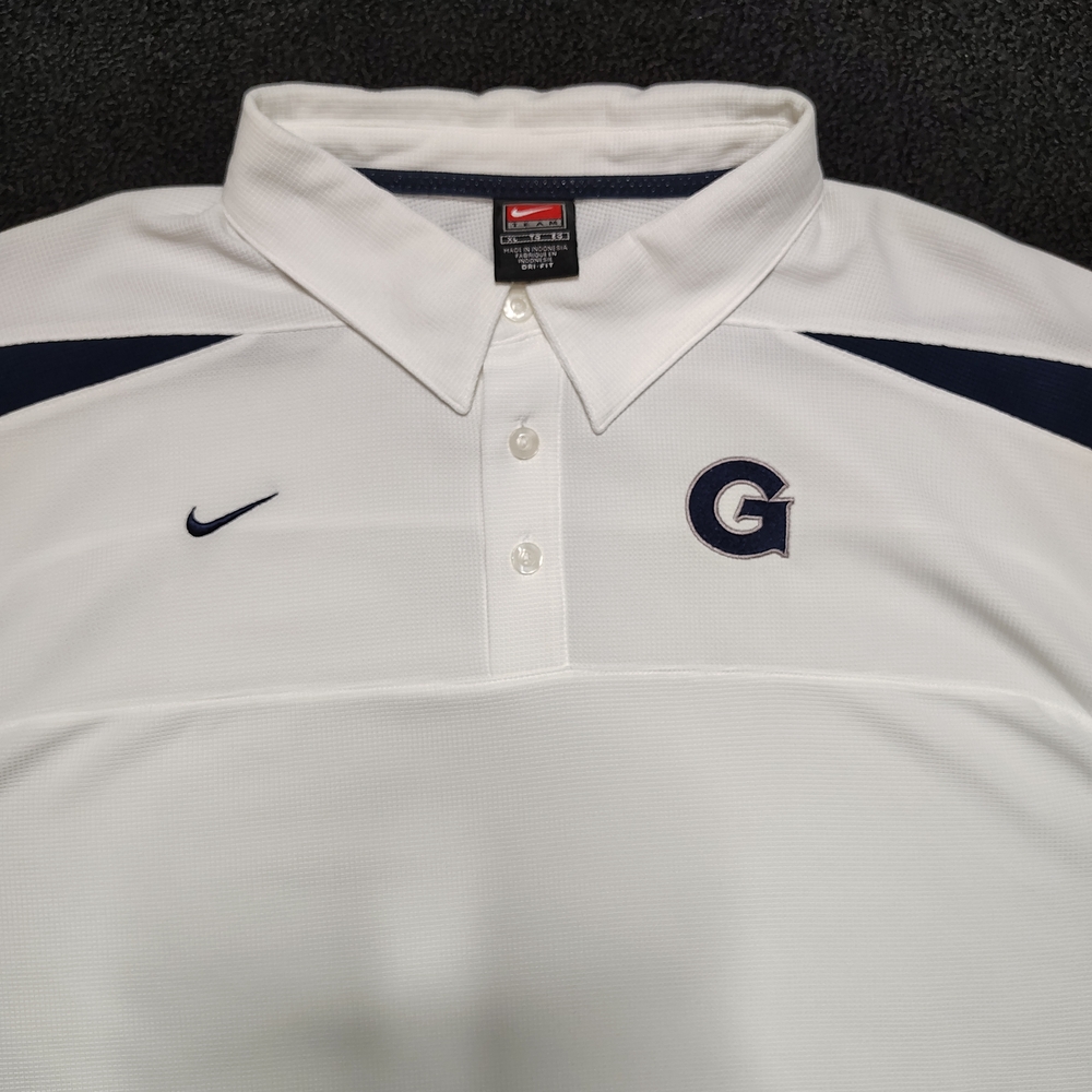 Vintage 90’s Team Nike Georgetown Hoyas White Blue Dri-Fit Polo Shirt Men's XL